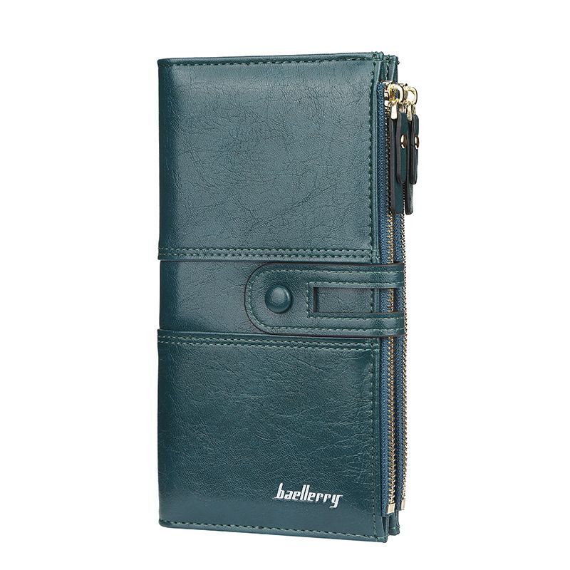 Classic Double Zipper Wallet PU Leather Compact Design for Everyday Use