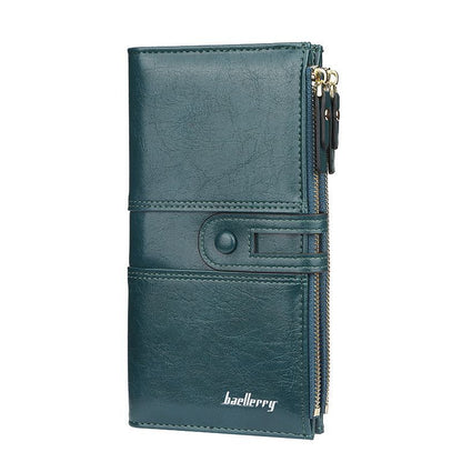 Classic Double Zipper Wallet PU Leather Compact Design for Everyday Use