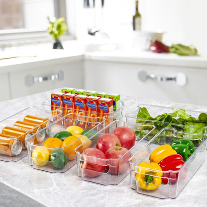 Clear Refrigerator Storage Bins Set of 4 for Kitchen and Pantry Organization