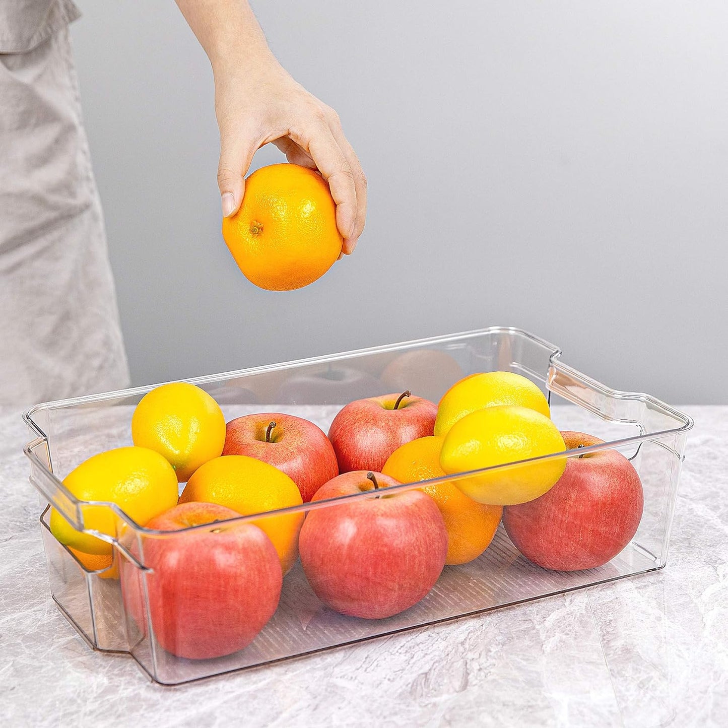 Clear Refrigerator Storage Bins Set of 4 for Kitchen and Pantry Organization