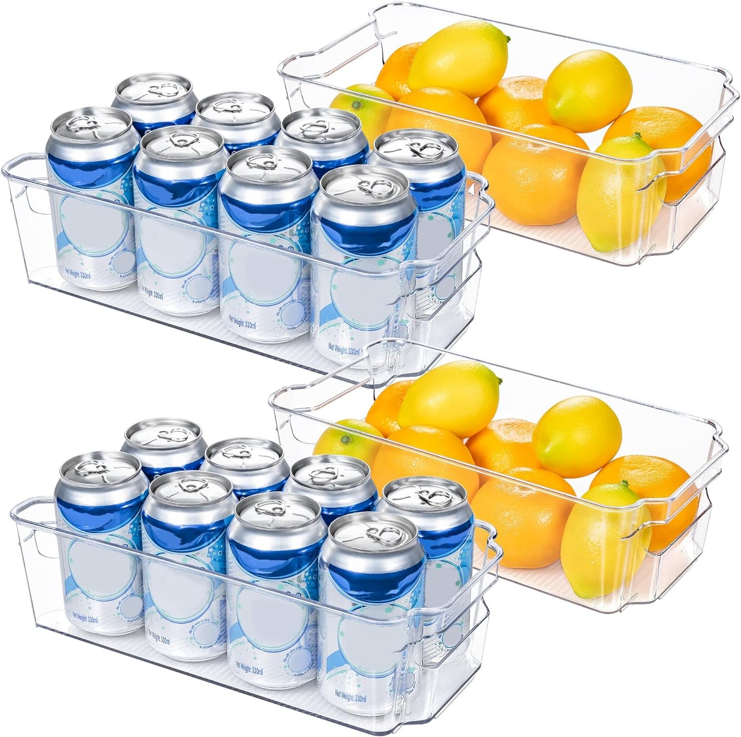 Clear Refrigerator Storage Bins Set of 4 for Kitchen and Pantry Organization