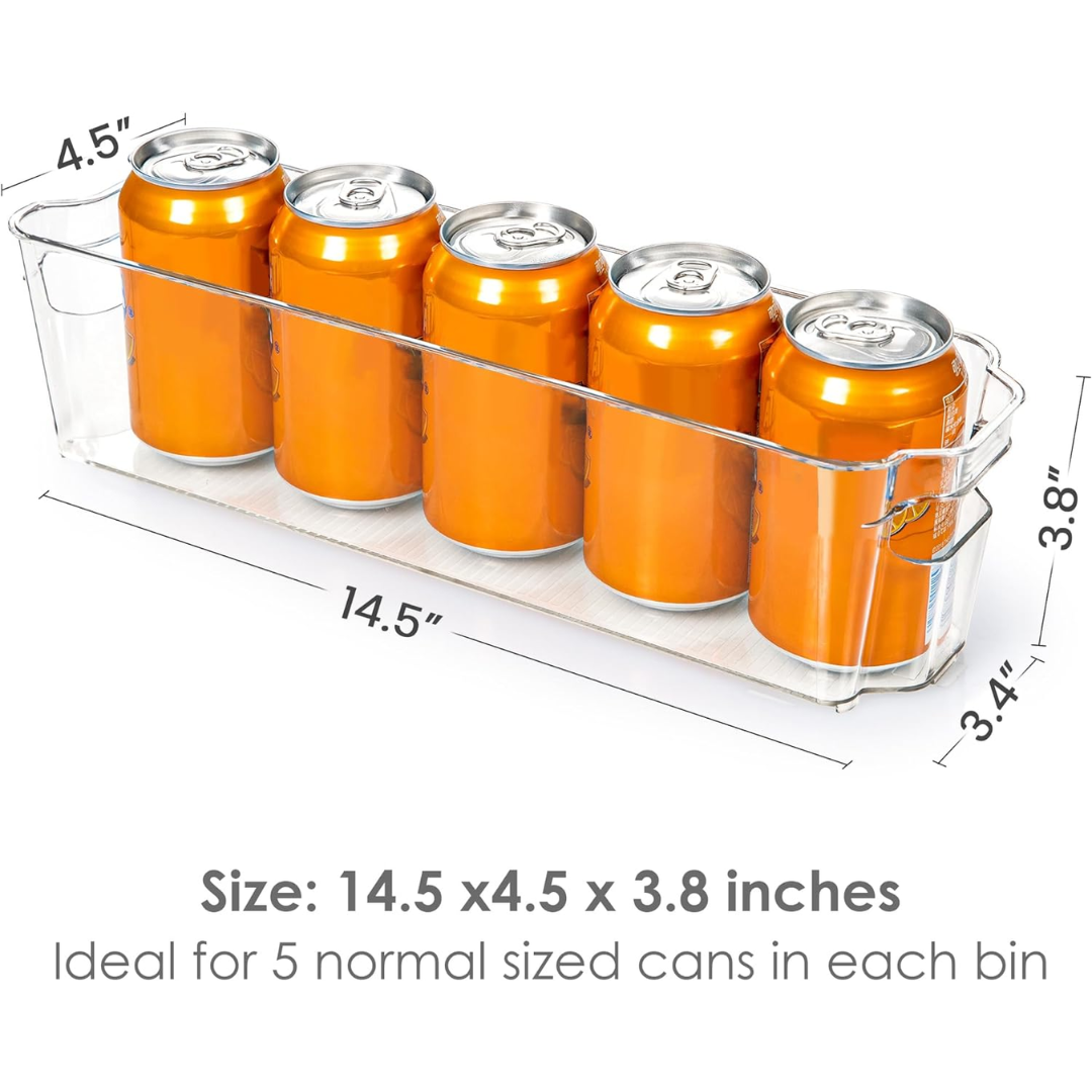 Clear Refrigerator Storage Bins Set of 4 for Kitchen and Pantry Organization