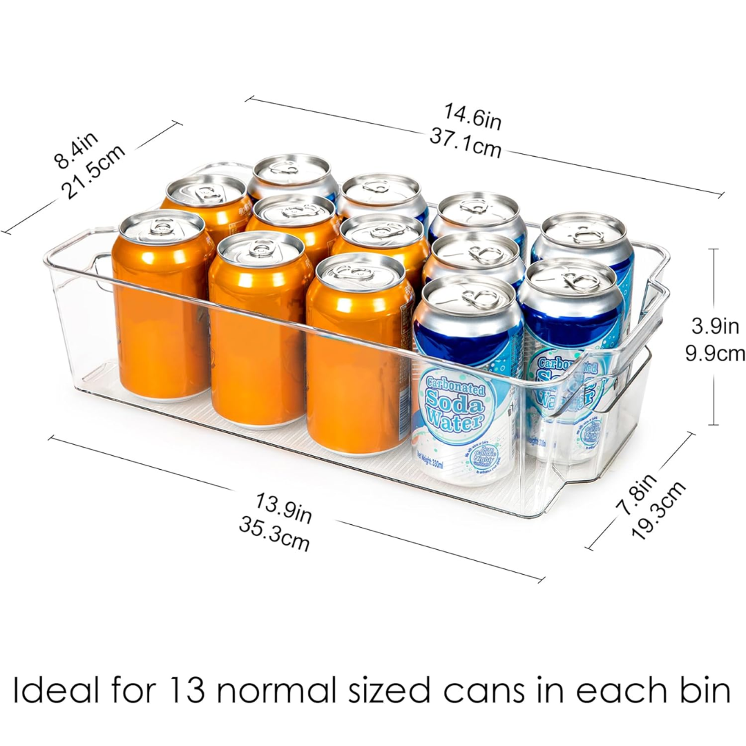 Clear Refrigerator Storage Bins Set of 4 for Kitchen and Pantry Organization