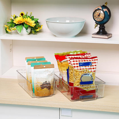 Clear Refrigerator Storage Bins Set of 4 for Kitchen and Pantry Organization