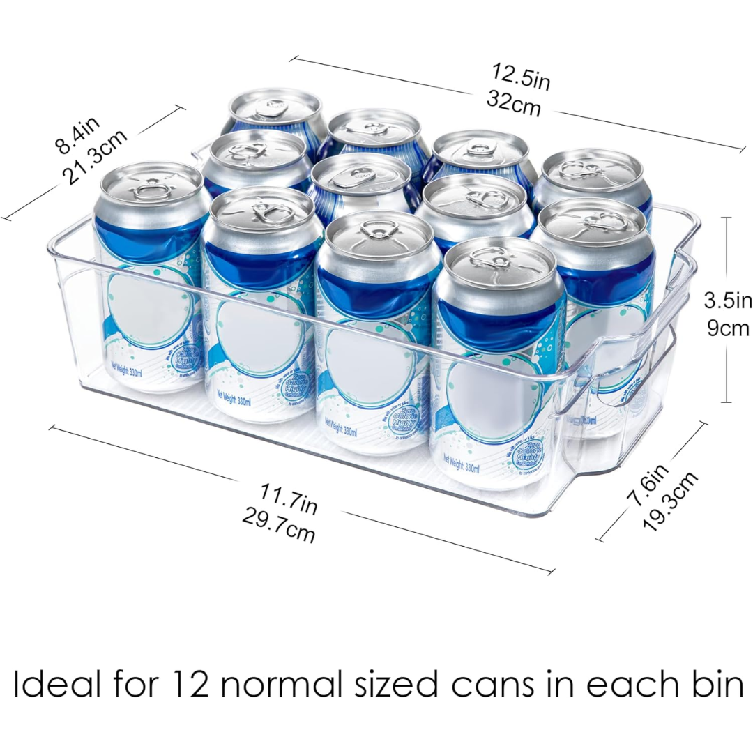 Clear Refrigerator Storage Bins Set of 4 for Kitchen and Pantry Organization