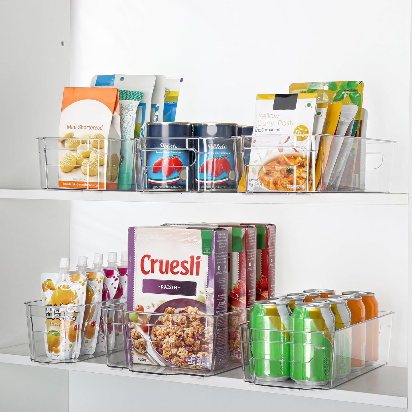 Clear Refrigerator Storage Bins Set of 4 for Kitchen and Pantry Organization
