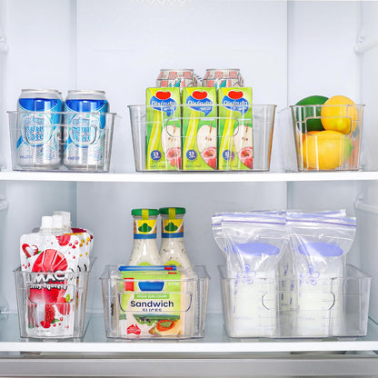 Clear Refrigerator Storage Bins Set of 4 for Kitchen and Pantry Organization