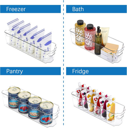 Clear Refrigerator Storage Bins Set of 4 for Kitchen and Pantry Organization