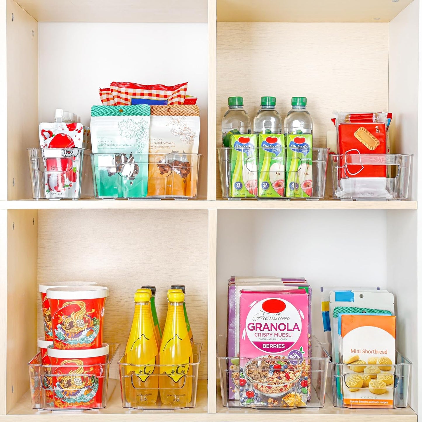 Clear Refrigerator Storage Bins Set of 4 for Kitchen and Pantry Organization