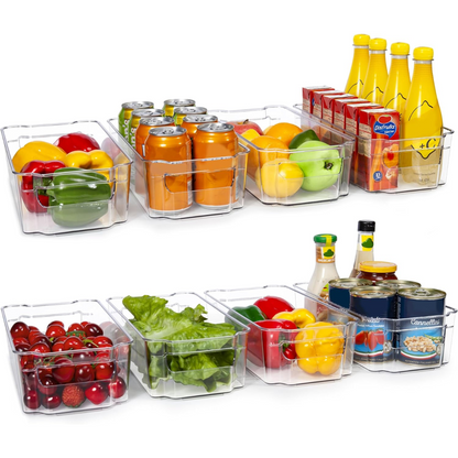 Clear Refrigerator Storage Bins Set of 4 for Kitchen and Pantry Organization