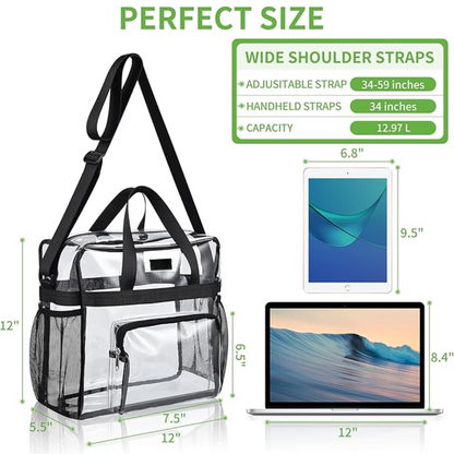 Clear Stadium Tote Bag CrystalTote – Durable Transparent Bag for Concerts, Sports & Festivals