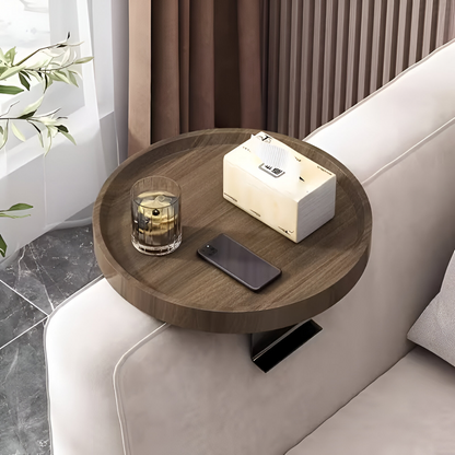 Clip On Sofa Side Table Bamboo Snack Tray Stand