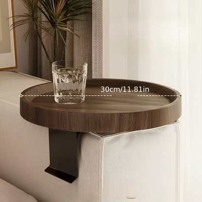 Clip On Sofa Side Table Bamboo Snack Tray Stand
