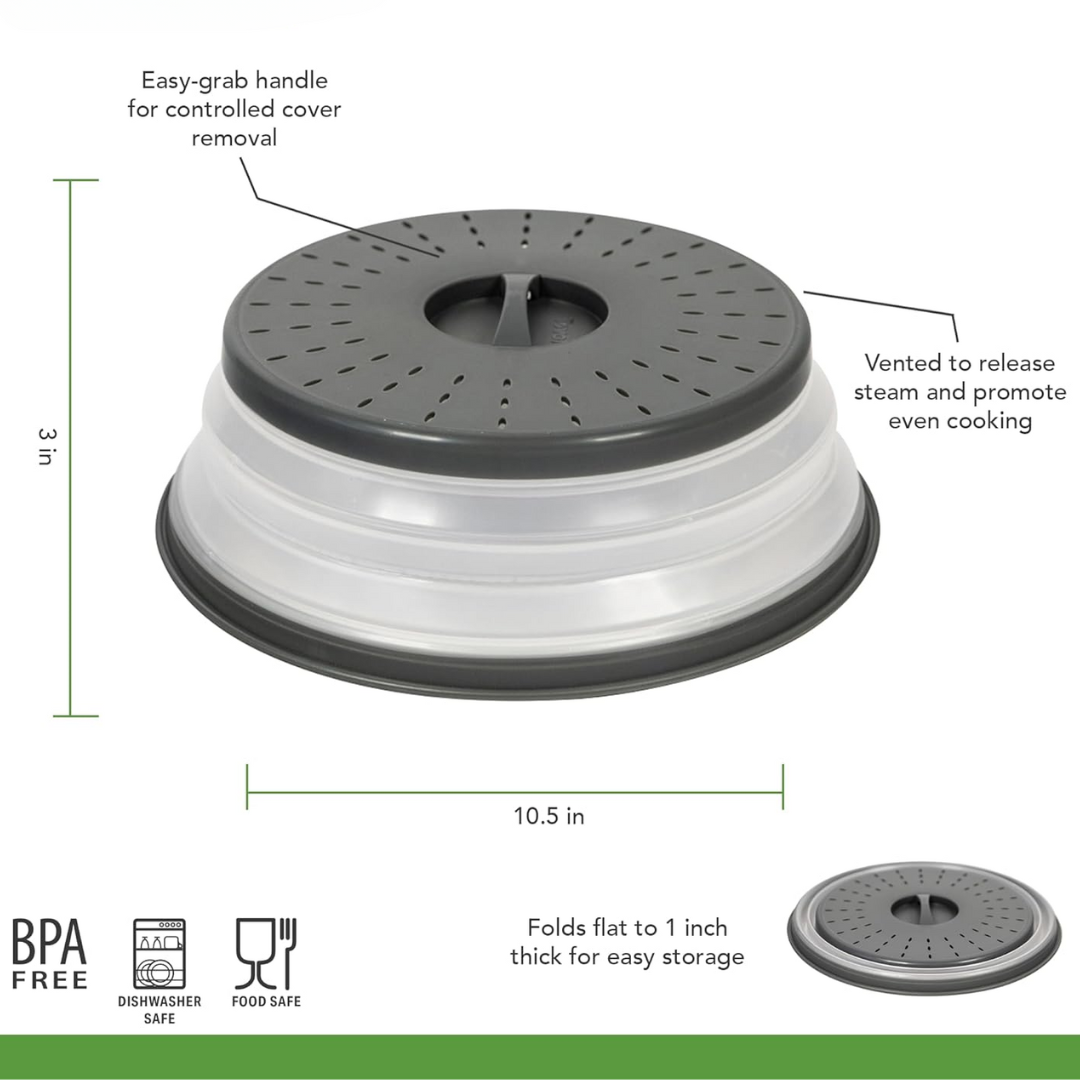 Collapsible Silicone Microwave Splash Cover – Spill-Proof Food Lid for Plates and Bowls