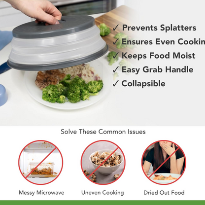 Collapsible Silicone Microwave Splash Cover – Spill-Proof Food Lid for Plates and Bowls