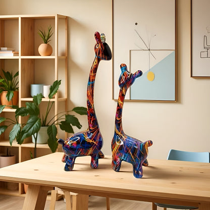 Colorful Giraffe Figurine Modern Resin Animal Décor