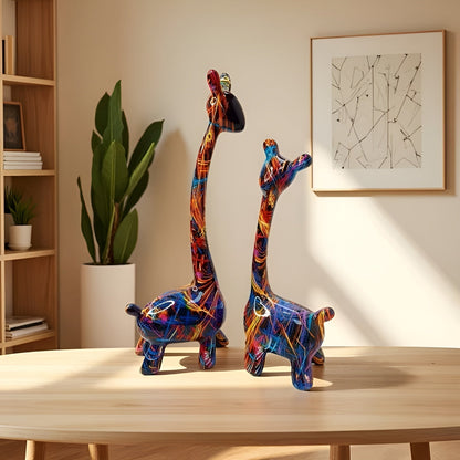 Colorful Giraffe Figurine Modern Resin Animal Décor