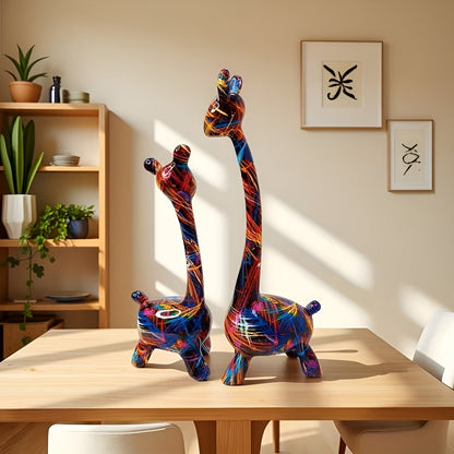 Colorful Giraffe Figurine Modern Resin Animal Décor