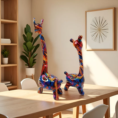 Colorful Giraffe Figurine Modern Resin Animal Décor