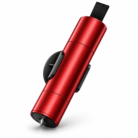 Compact Car Safety Hammer with Glass Breaker and Seatbelt Cutter