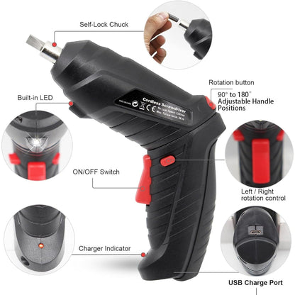Compact Cordless Drill and Electric Screwdriver Set