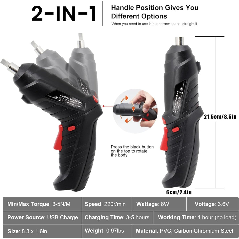 Compact Cordless Drill and Electric Screwdriver Set