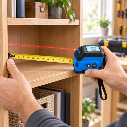 Compact Digital Laser Tape Measure with Self-Locking Steel Tape