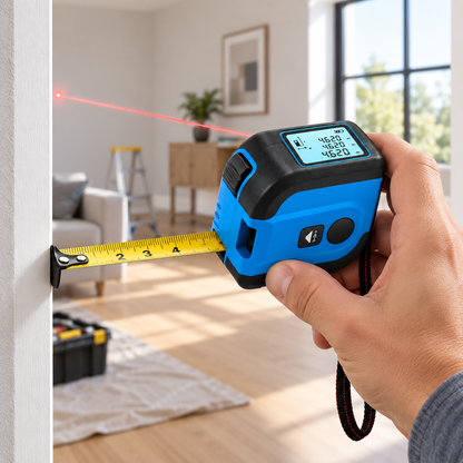 Compact Digital Laser Tape Measure with Self-Locking Steel Tape