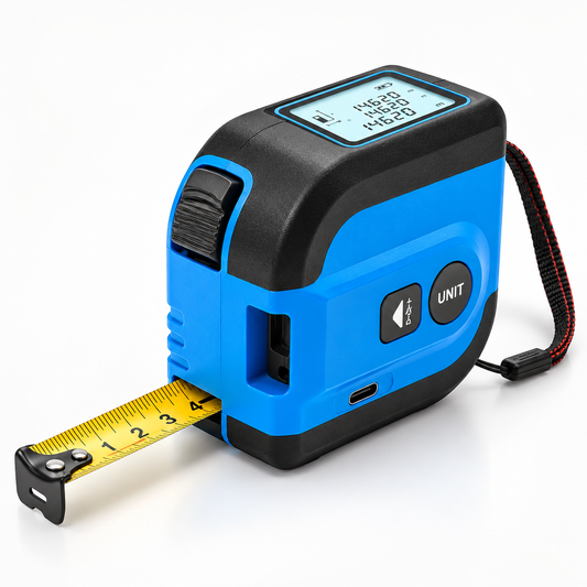 Compact Digital Laser Tape Measure with Self-Locking Steel Tape