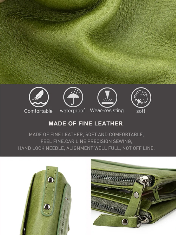 Compact Double Zipper Wallet Leather Card Holder Coin Purse Everyday Organizer