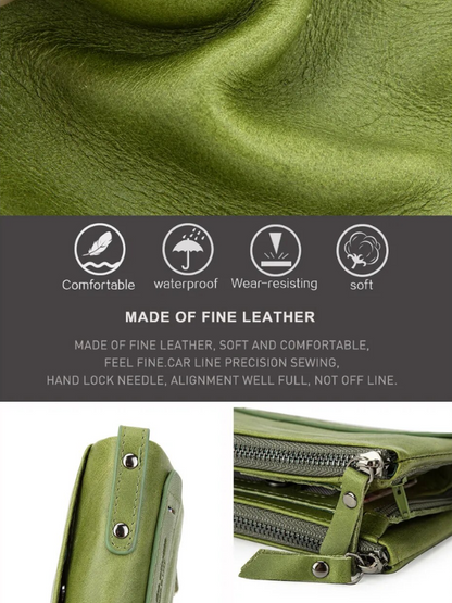Compact Double Zipper Wallet Leather Card Holder Coin Purse Everyday Organizer