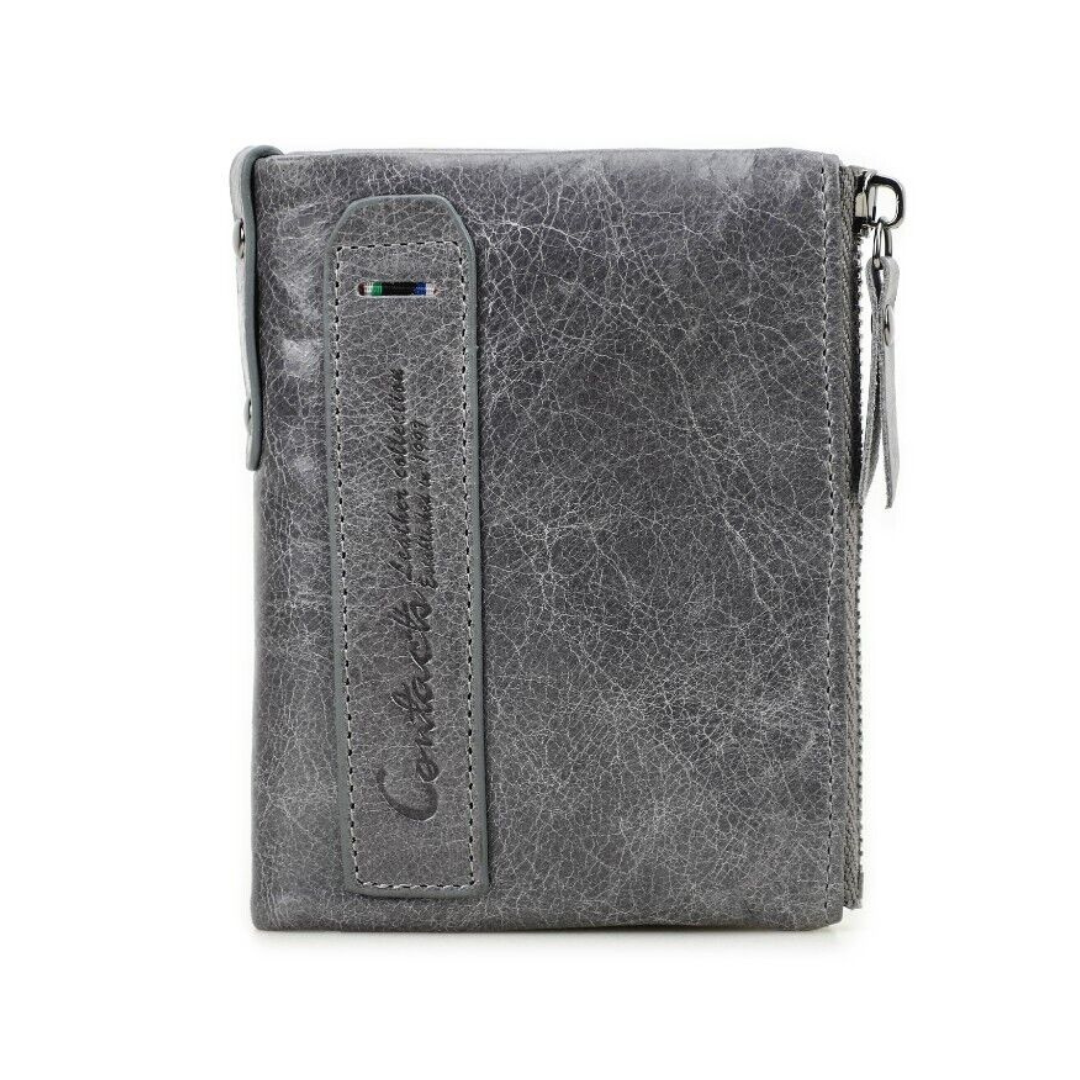 Compact Double Zipper Wallet Leather Card Holder Coin Purse Everyday Organizer