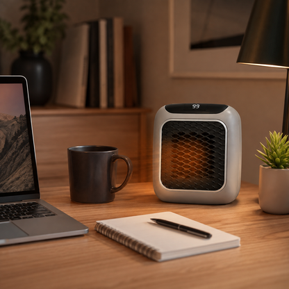 Compact Electric Space Heater with Energy Efficient Heating and Quiet Operation