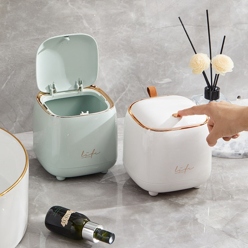 Compact Luxury Desktop Trash Bin – Stylish & Hygienic Table Wastebasket