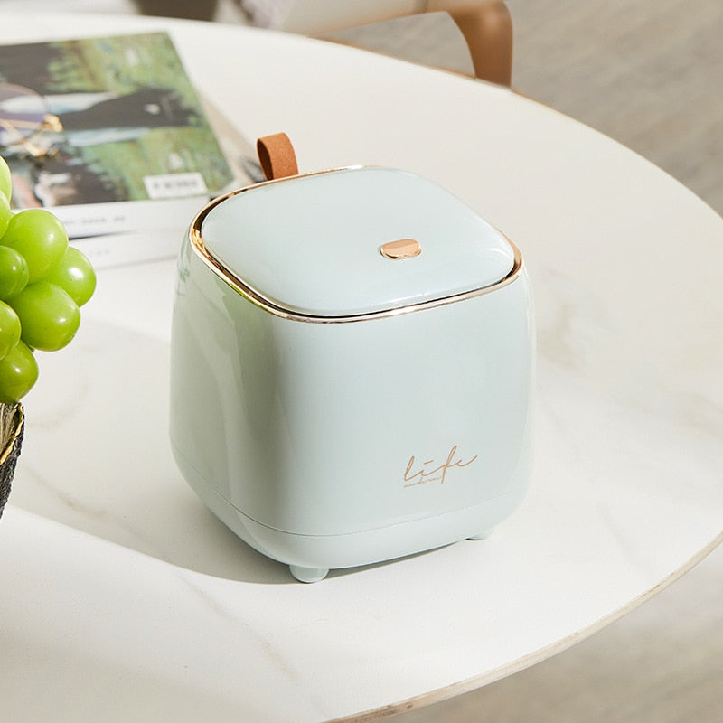 Compact Luxury Desktop Trash Bin – Stylish & Hygienic Table Wastebasket