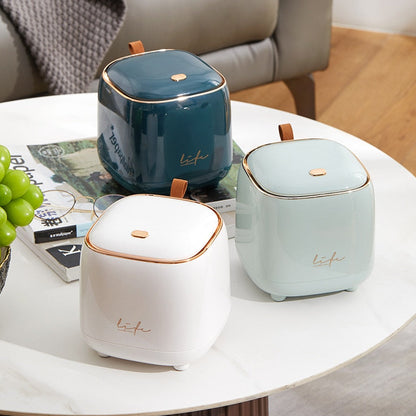 Compact Luxury Desktop Trash Bin – Stylish & Hygienic Table Wastebasket