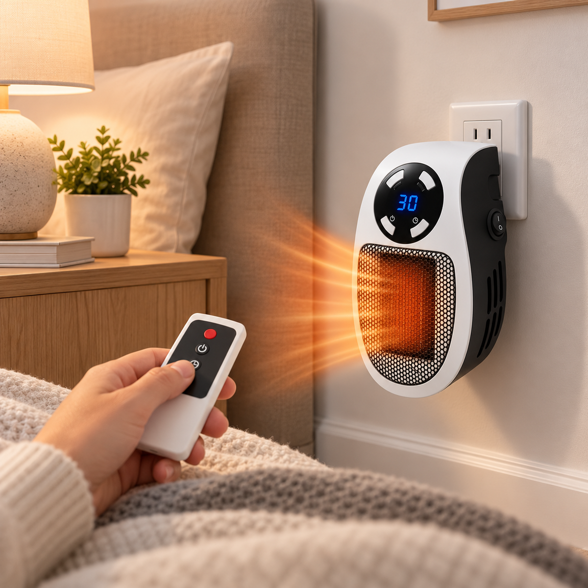 Compacte elektrische olievrije ruimteverwarmer met afstandsbediening en instelbare temperatuur