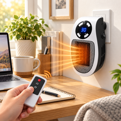 Compacte elektrische olievrije ruimteverwarmer met afstandsbediening en instelbare temperatuur