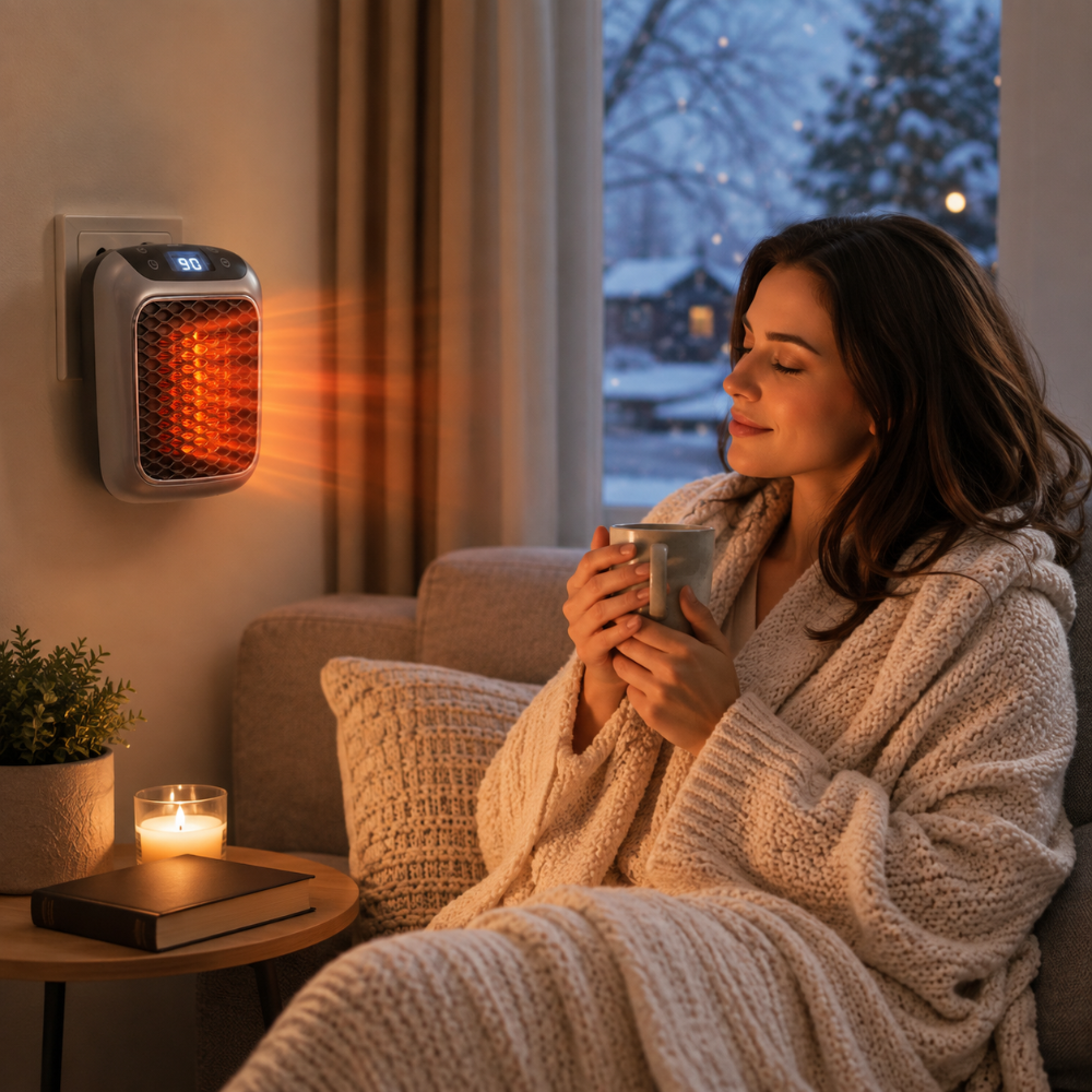 Compact Oscillating Electric Space Heater for Indoor Use