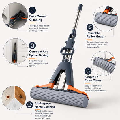 Compact Reusable Cleaning Stick for Corners and Hard-to-Reach Areas with Easy Rinse Design