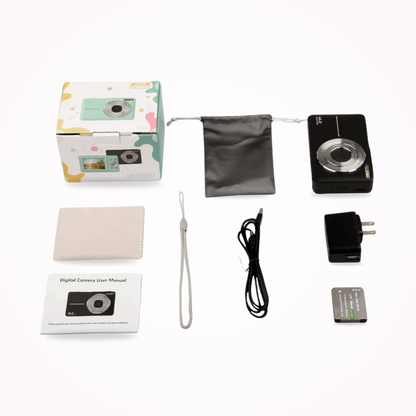 Compact Vintage Style Digital Camera with LCD Screen and 1080P Video