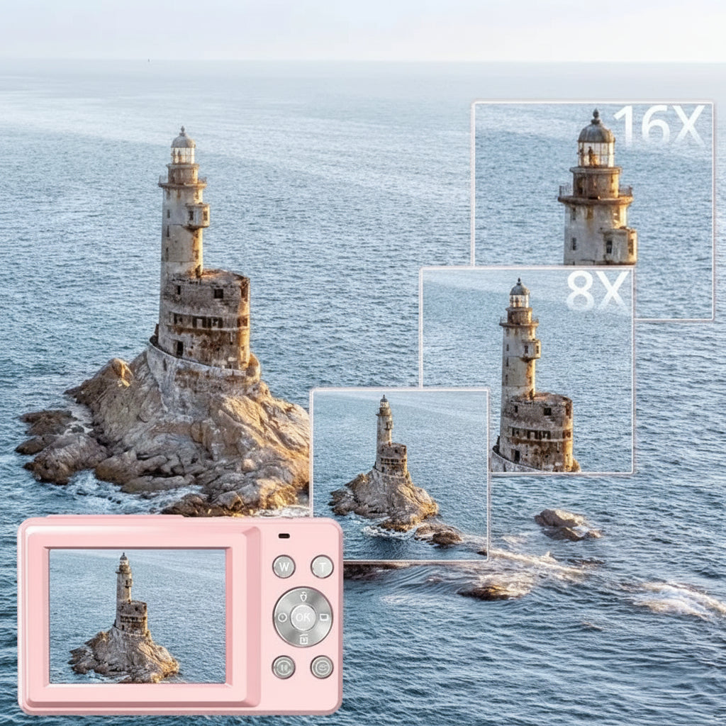 Compact Vintage Style Digital Camera with LCD Screen and 1080P Video