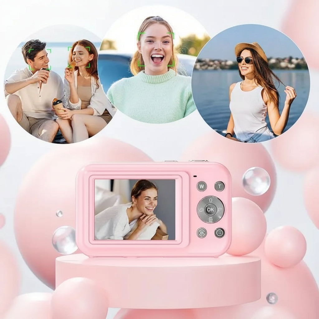 Compact Vintage Style Digital Camera with LCD Screen and 1080P Video