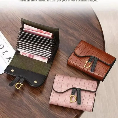 Compact Womens Card Holder Wallet PU Leather Purse