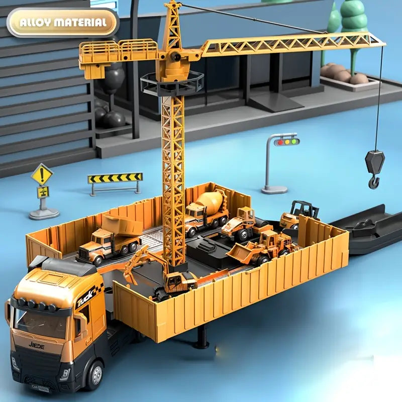 Construction Crane Toy Set Kids Building Vehicles Play Set