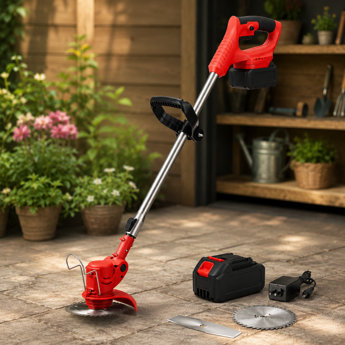Cordless 24V Grass Trimmer with Rechargeable Battery