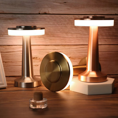 Cordless Metal Table Lamp Rechargeable Dimmable LED Light