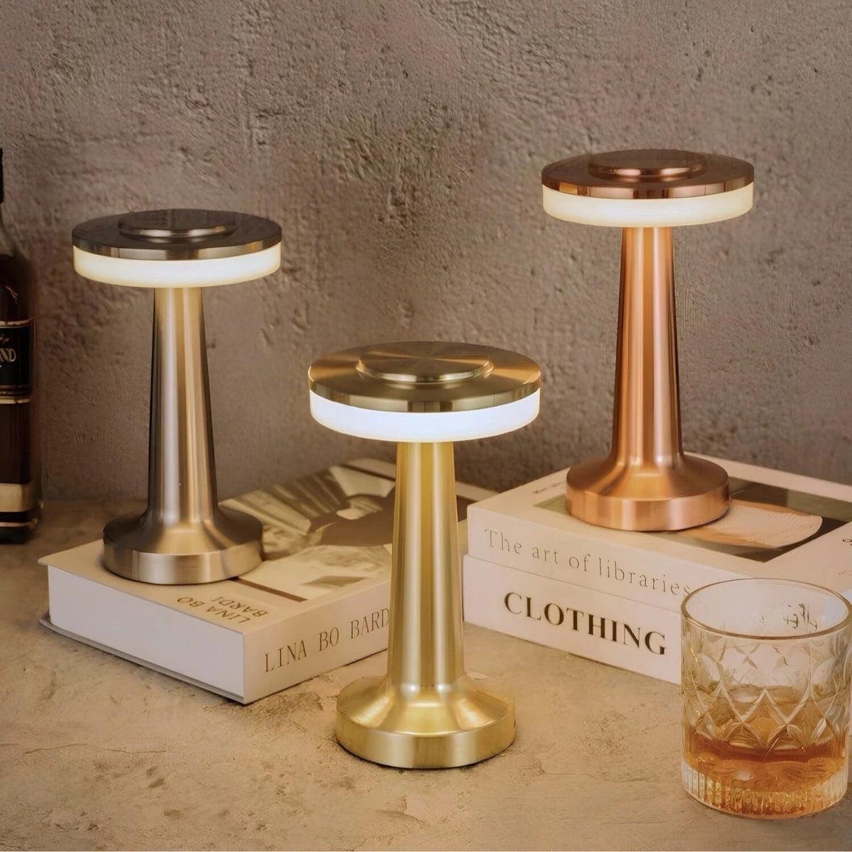 Cordless Metal Table Lamp Rechargeable Dimmable LED Light
