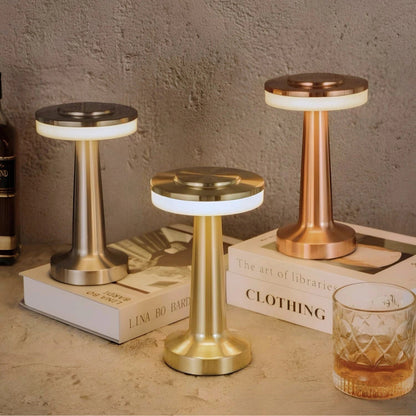 Cordless Metal Table Lamp Rechargeable Dimmable LED Light
