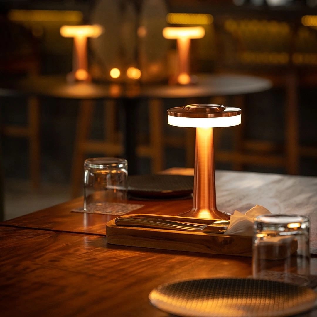 Cordless Metal Table Lamp Rechargeable Dimmable LED Light